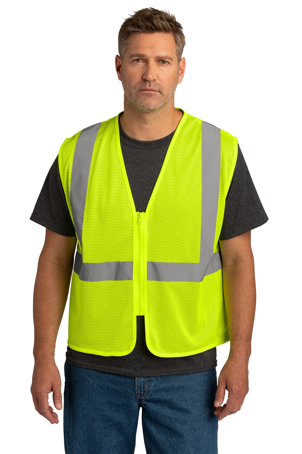 CSV101 CornerStone ANSI 107 Class 2 Economy Mesh Zippered Vest.