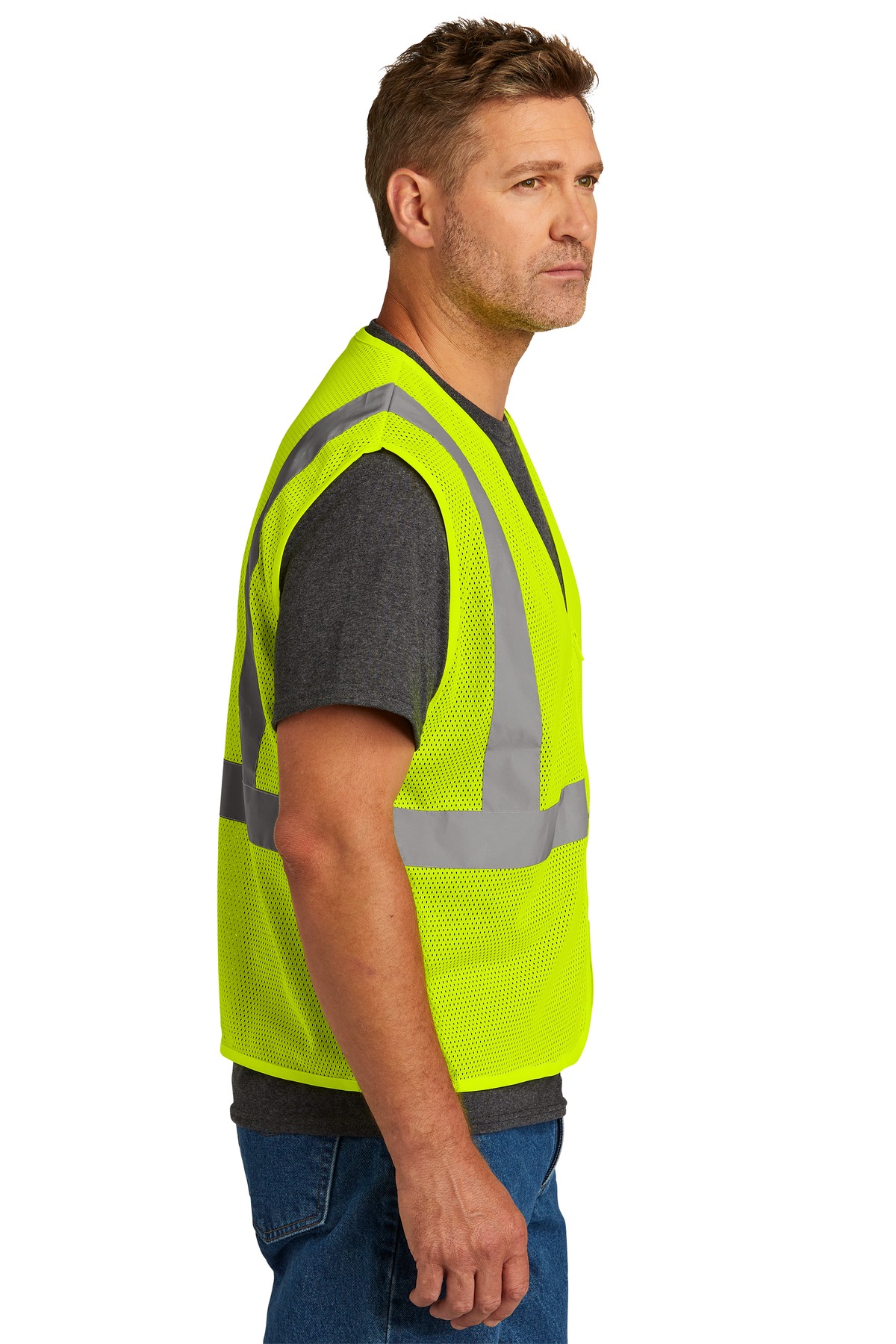 CSV101 CornerStone ANSI 107 Class 2 Economy Mesh Zippered Vest. - Siide Image