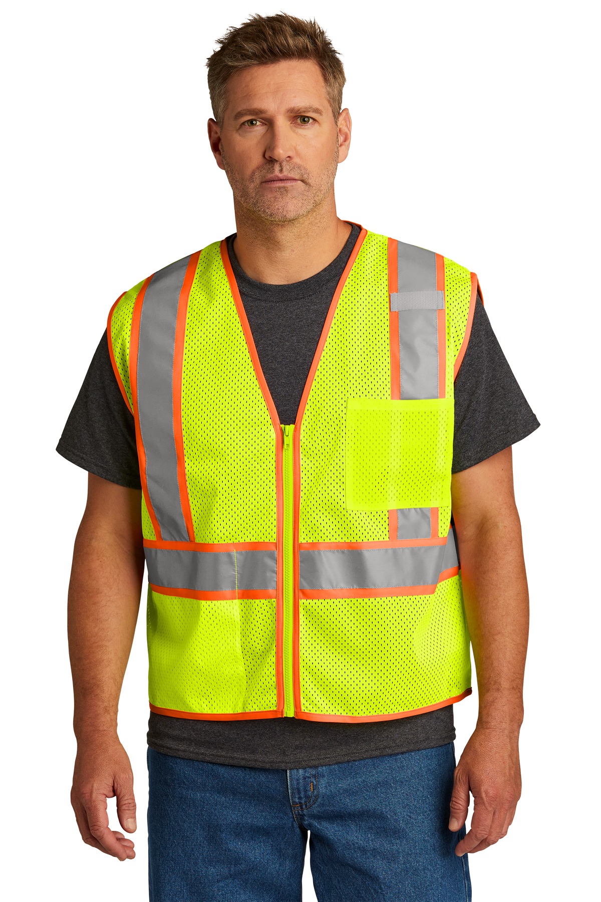 CSV103 CornerStone ANSI 107 Class 2 Mesh Zippered Two-Tone Vest.