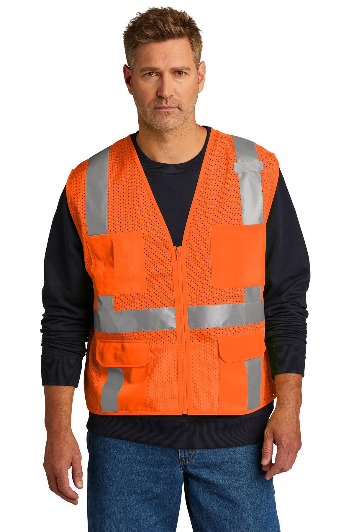 CSV104 CornerStone ANSI 107 Class 2 Mesh Six-Pocket Zippered Vest. CSV104 CornerStone ANSI 107 Class 2 Mesh Six-Pocket Zippered Vest.