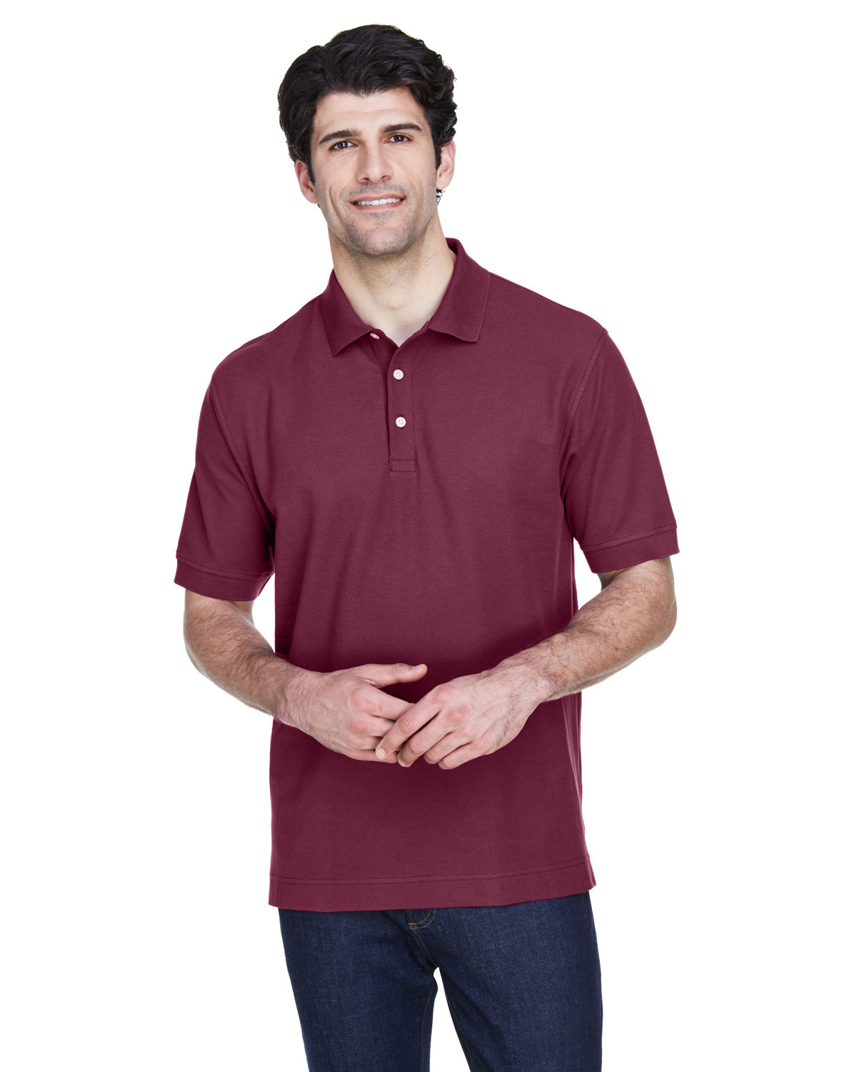D100 Devon & Jones Mens Pima Piqué Short-Sleeve Polo Zoom Image