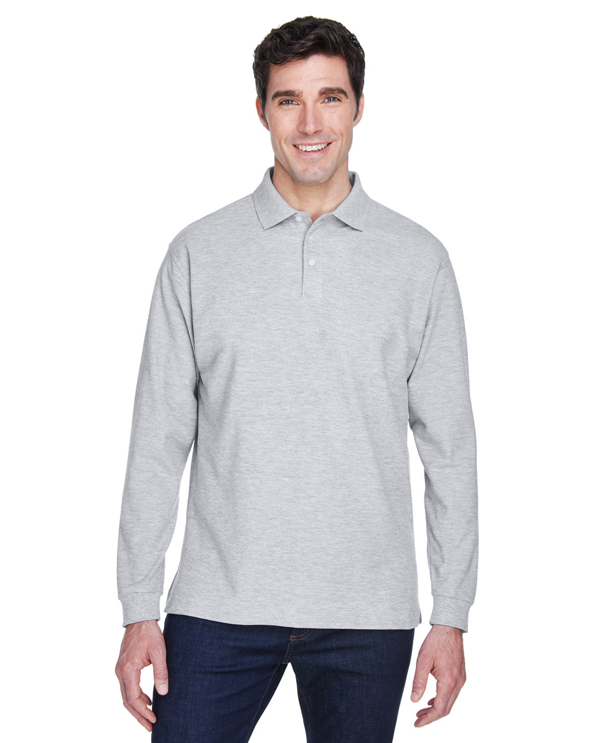 D110 Devon & Jones Mens Pima Piqué Long-Sleeve Polo D110 Devon & Jones Mens Pima Piqué Long-Sleeve Polo