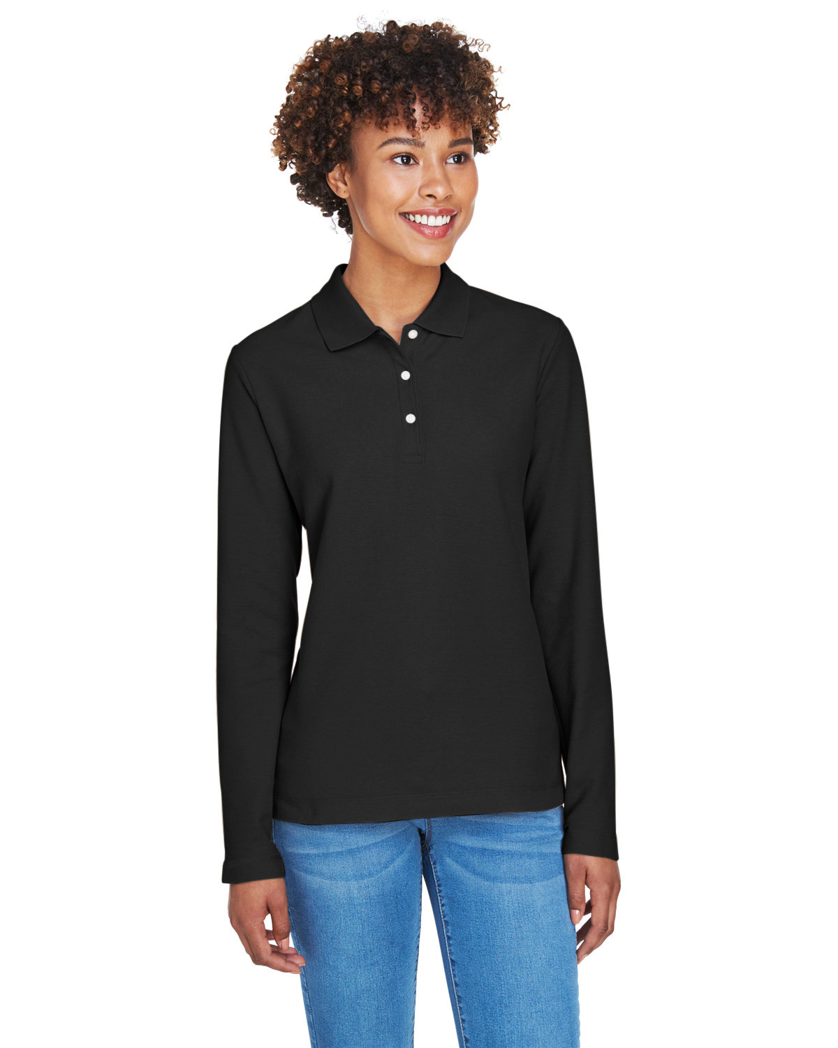 D110W Devon & Jones Ladies Pima Piqué Long-Sleeve Polo