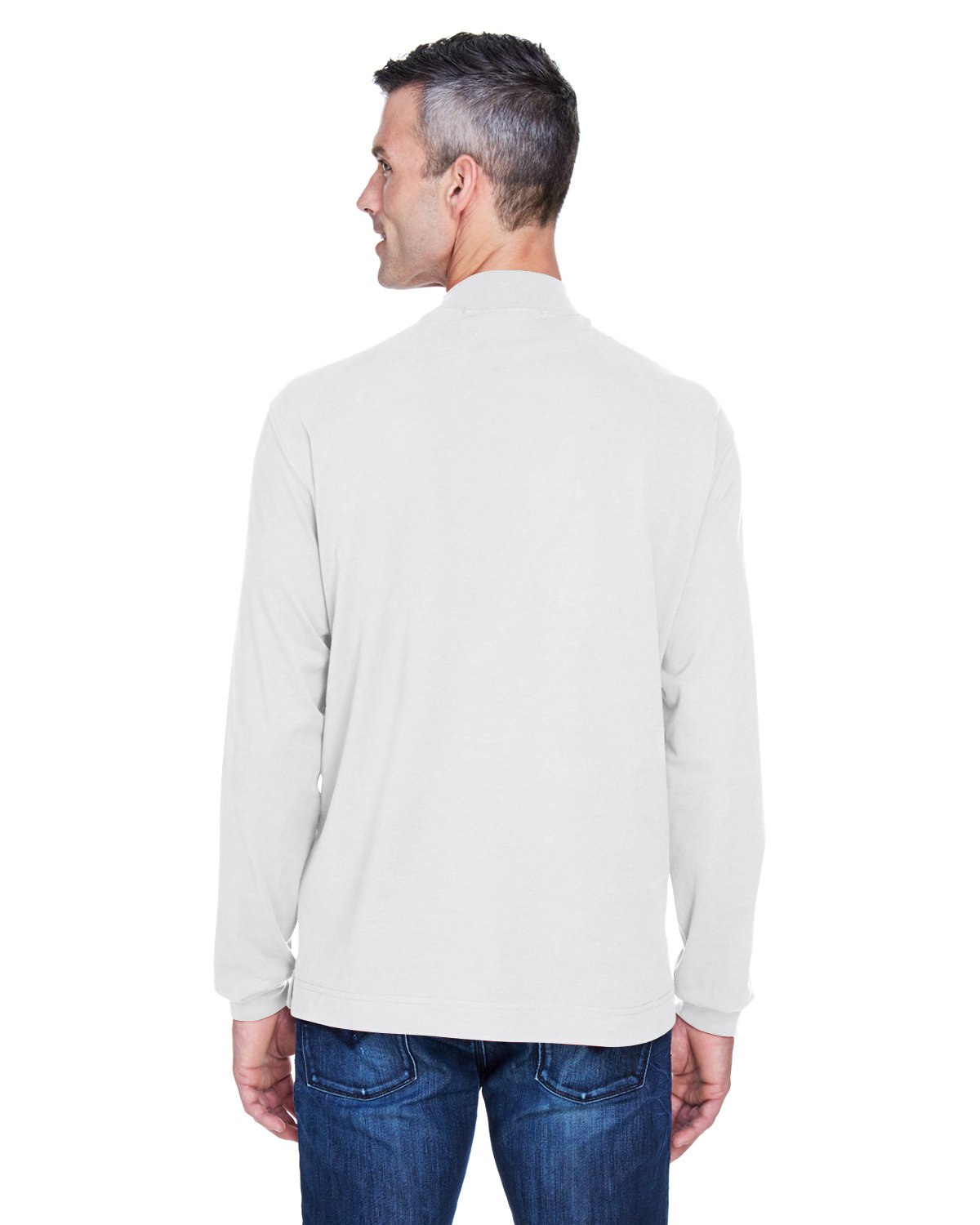 D420 Devon & Jones Adult Sueded Cotton Jersey Mock Turtleneck - Back Image