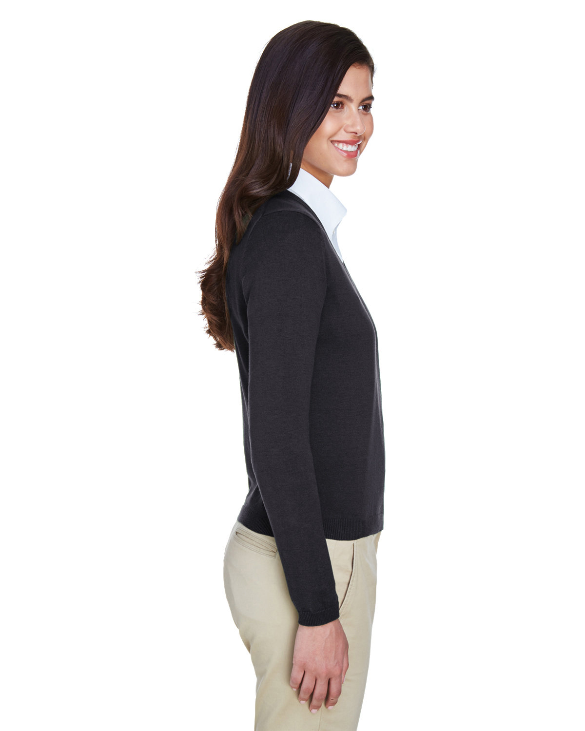 D475W Devon & Jones Ladies V-Neck Sweater - Siide Image