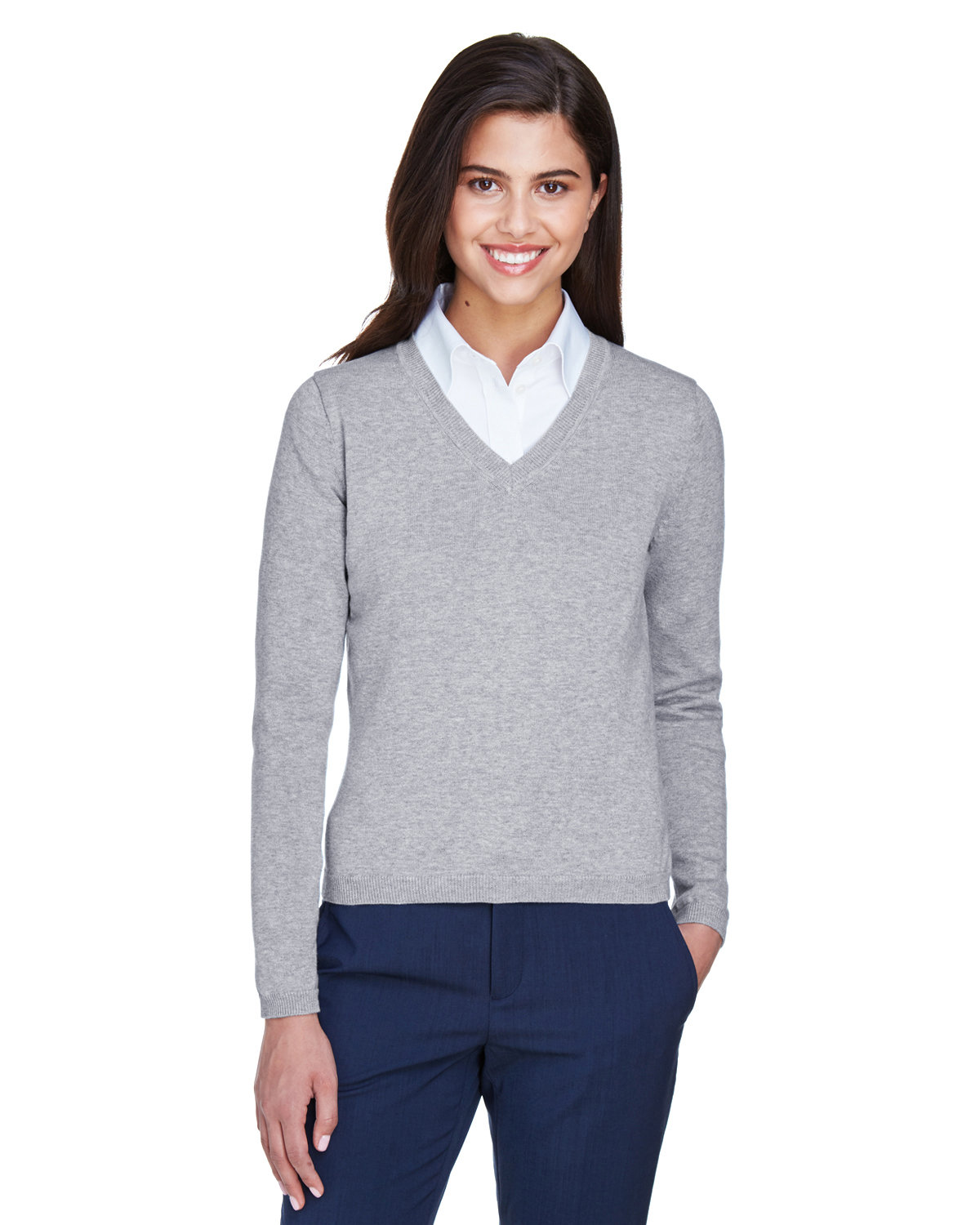 D475W Devon & Jones Ladies V-Neck Sweater