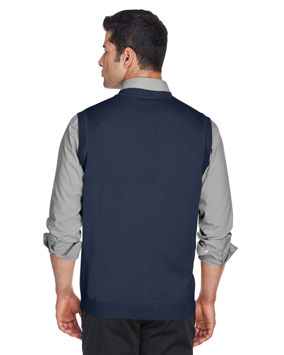 D477 Devon & Jones Adult V-Neck Vest - Back Image
