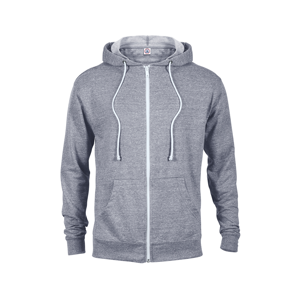 94300 Delta Fleece Adult Unisex Snow Heather French Terry Zip Hoodie