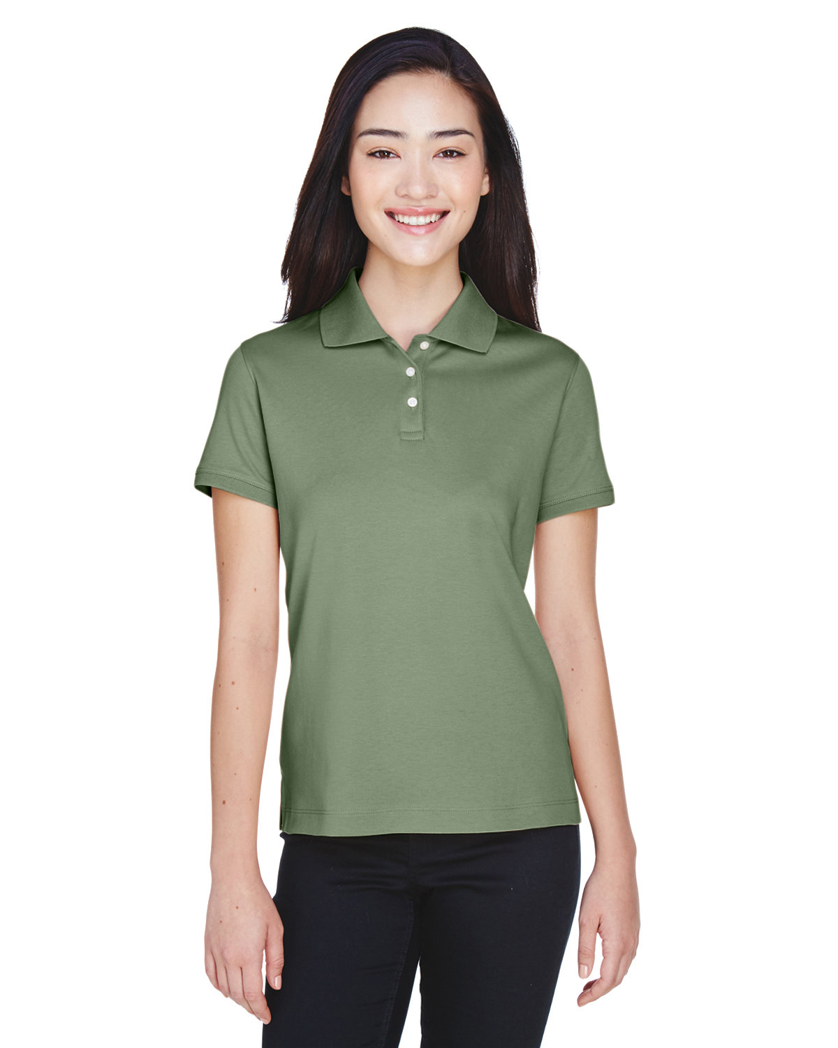 D140SW Devon & Jones Ladies Solid Perfect Pima Interlock Polo Zoom Image