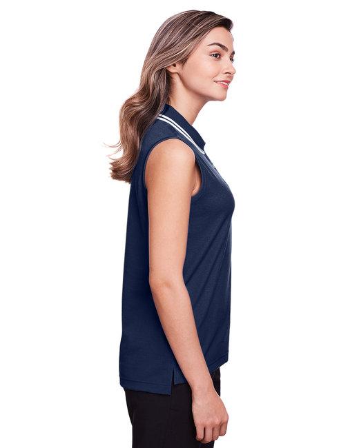DG20SW Devon & Jones Ladies CrownLux Performance Plaited Tipped Sleeveless Polo - Siide Image