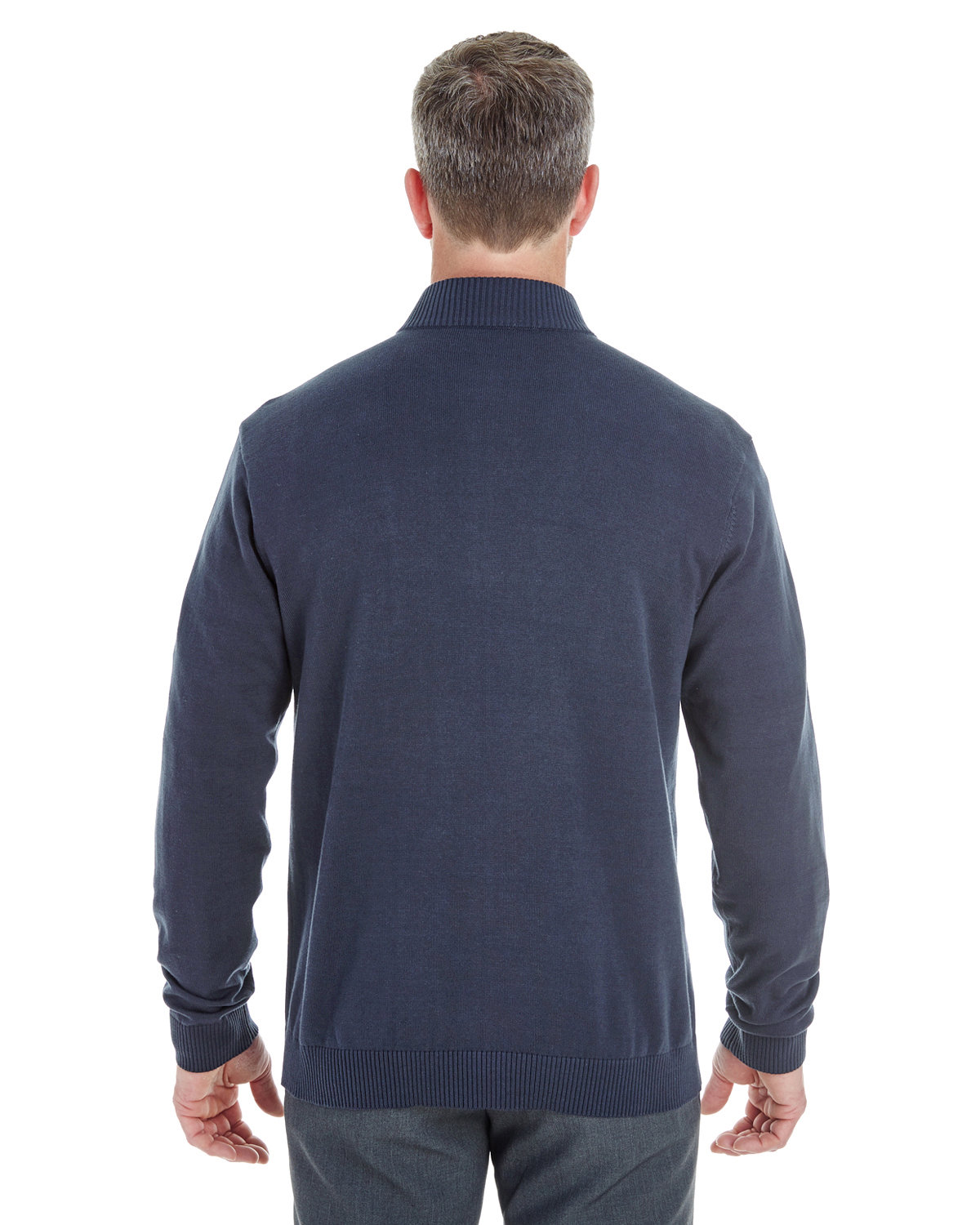 DG478 Devon & Jones Mens Manchester Fully-Fashioned Quarter-Zip Sweater - Back Image