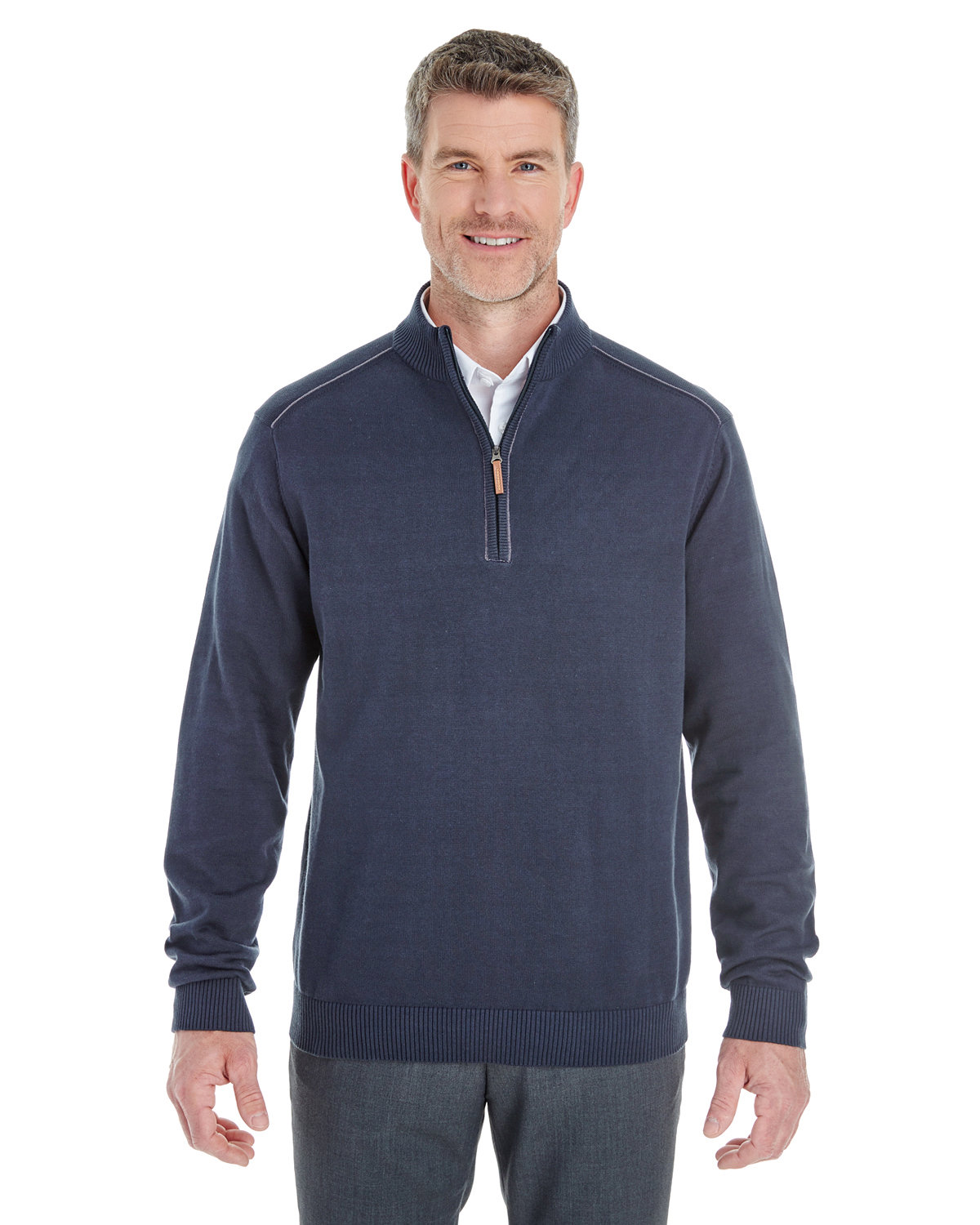DG478 Devon & Jones Mens Manchester Fully-Fashioned Quarter-Zip Sweater