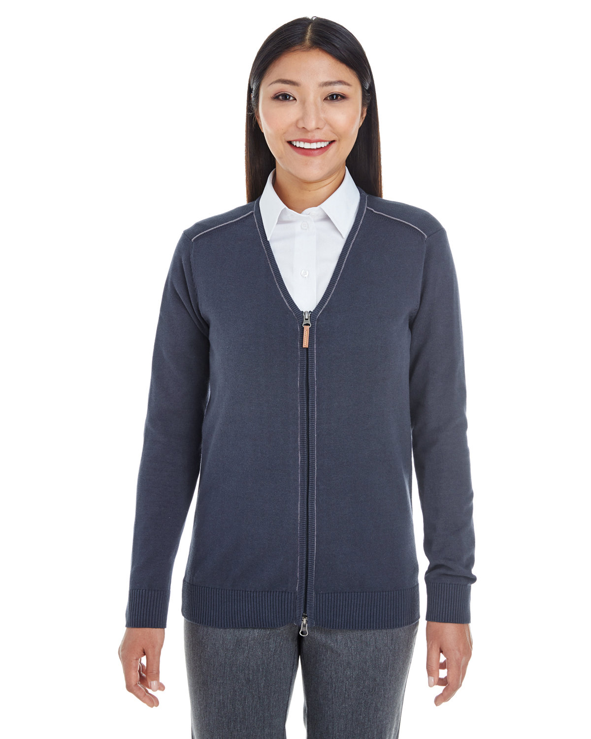 DG478W Devon & Jones Ladies Manchester Fully-Fashioned Full-Zip Cardigan Sweater Zoom Image