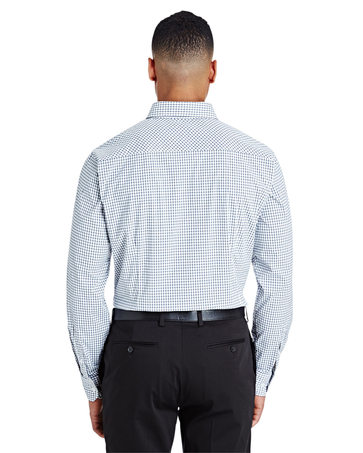 DG540 Devon & Jones CrownLux Performance Mens Micro Windowpane Shirt - Back Image