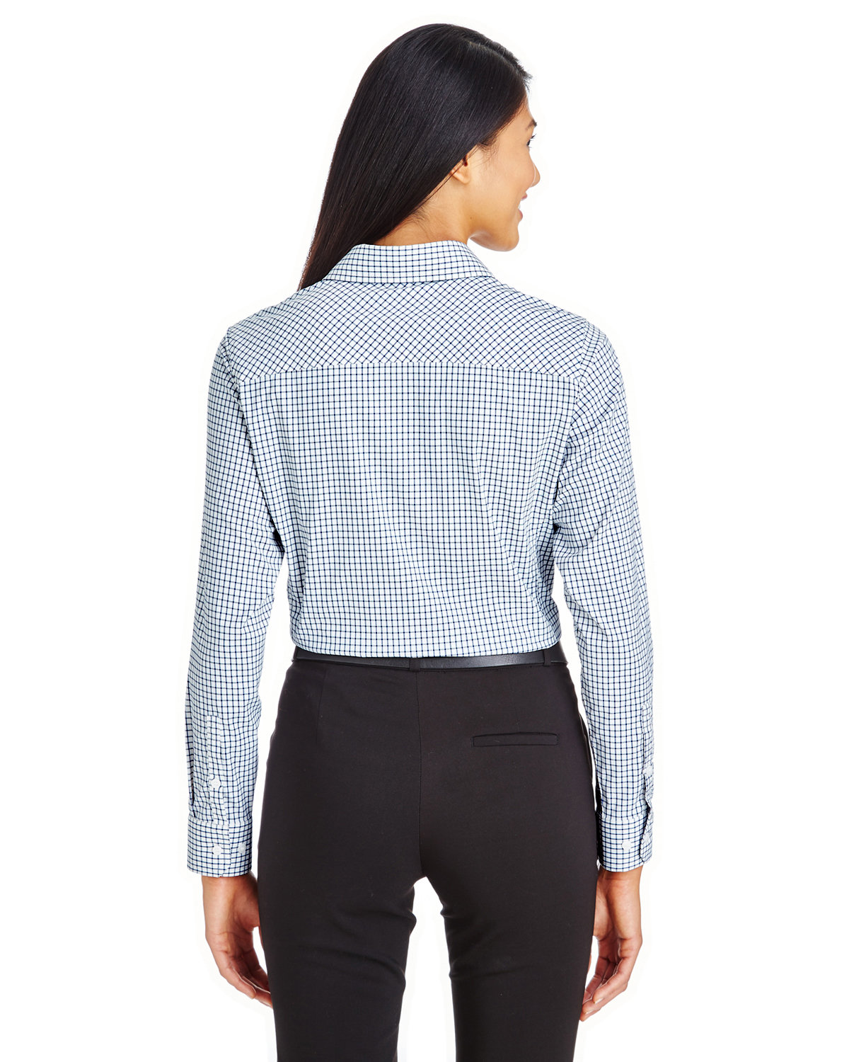 DG540W Devon & Jones CrownLux Performance Ladies Micro Windowpane Shirt - Back Image