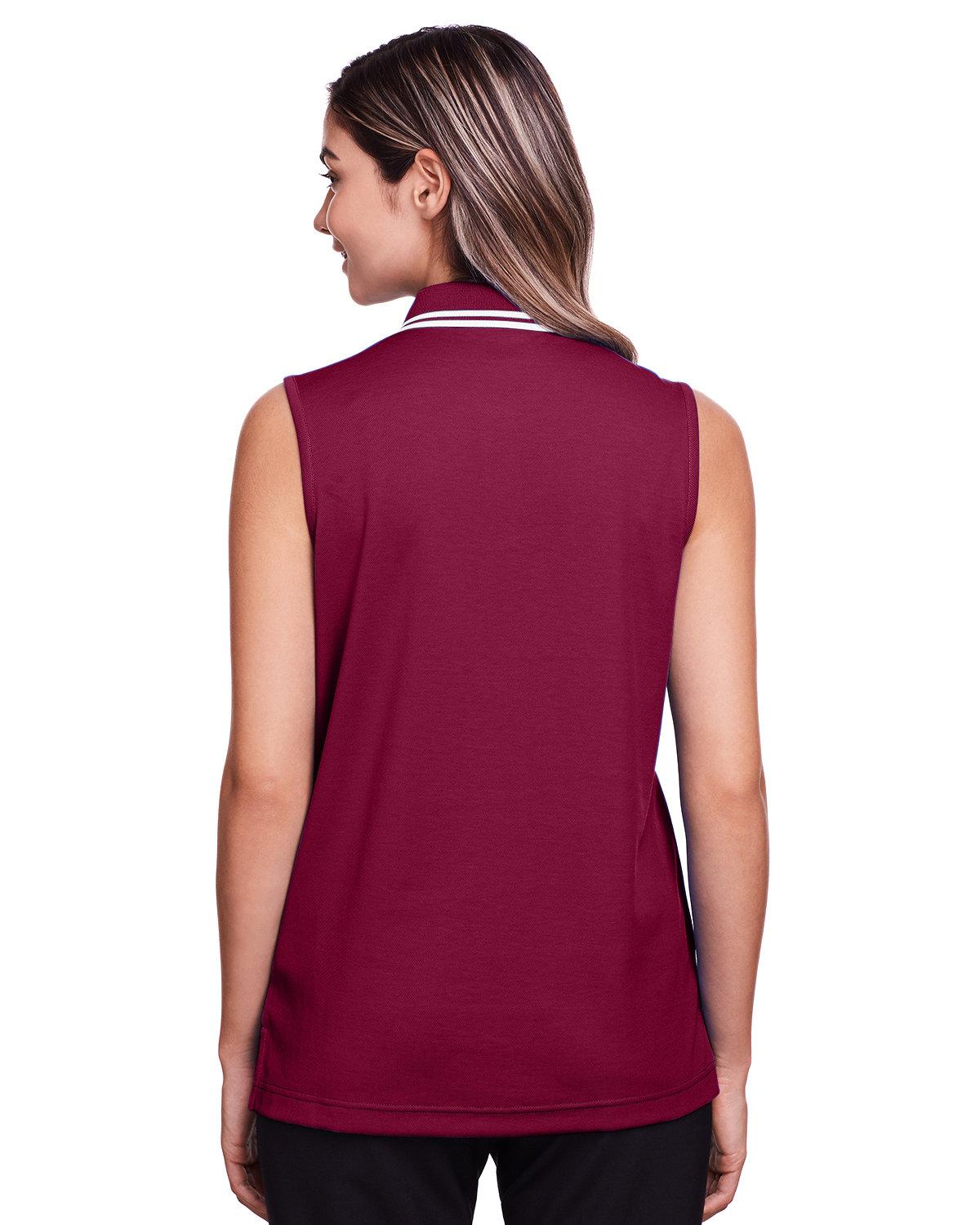 DG20SW Devon & Jones Ladies CrownLux Performance Plaited Tipped Sleeveless Polo DG20SW Devon & Jones Ladies CrownLux Performance Plaited Tipped Sleeveless Polo - Back Image