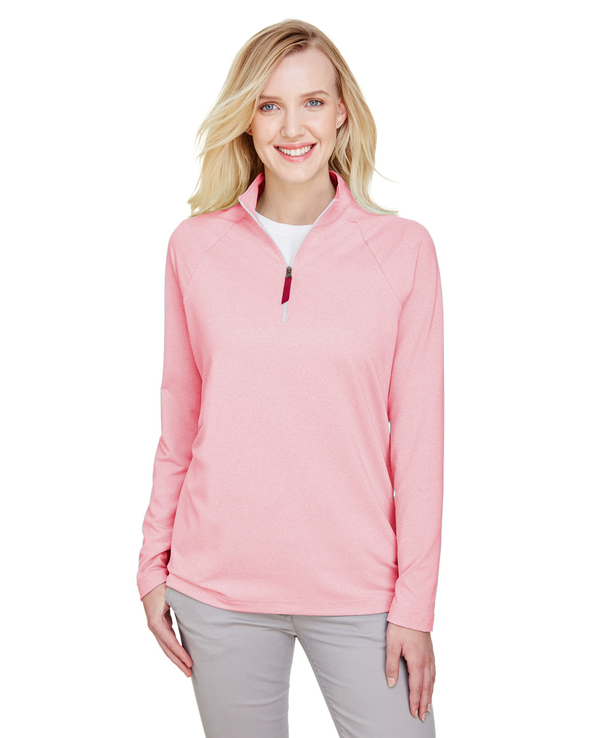 DG480W Devon & Jones CrownLux Performance Ladies Clubhouse Micro-Stripe Quarter-Zip