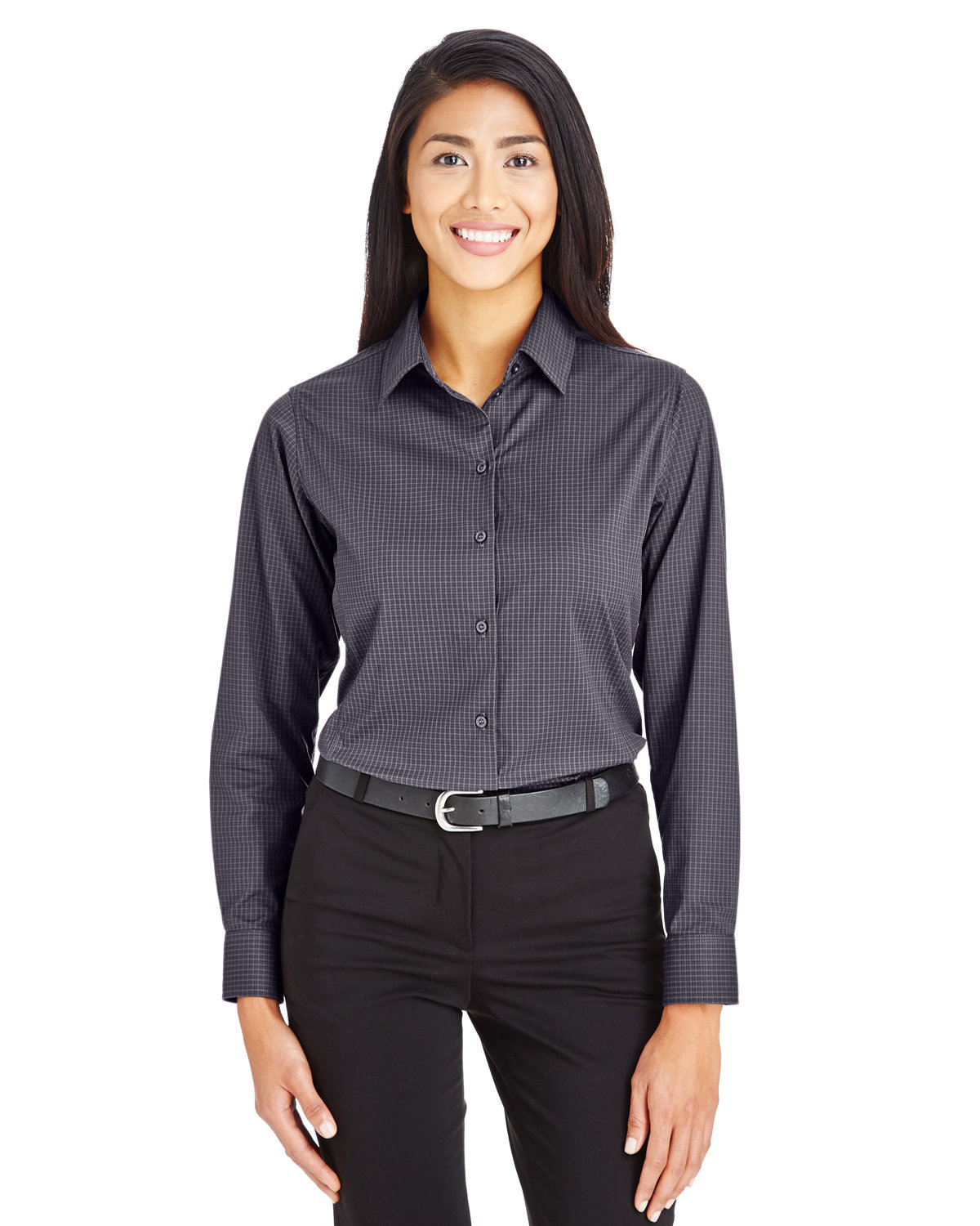 DG535W Devon & Jones CrownLux Performance Ladies Tonal Mini Check Shirt