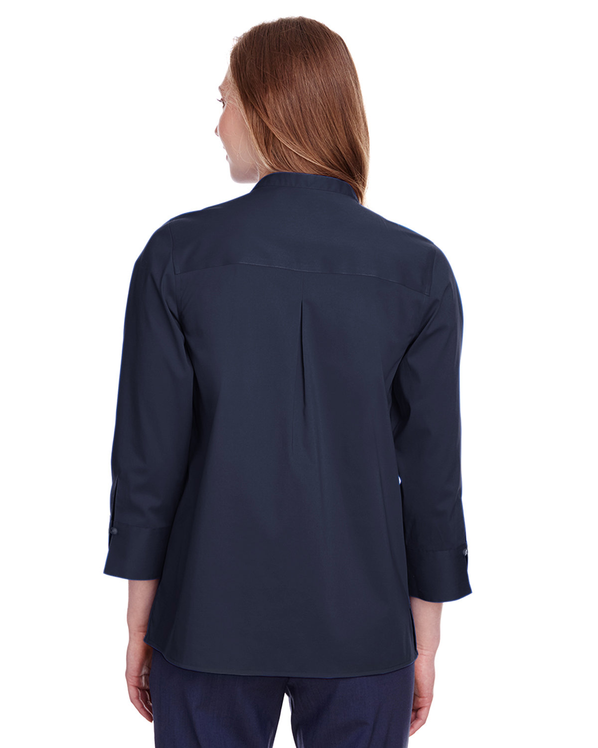 DG560W Devon & Jones Ladies Crown Collection Stretch Broadcloth 3/4 Sleeve Blouse - Back Image
