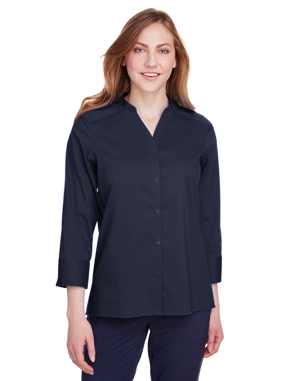 DG560W Devon & Jones Ladies Crown Collection Stretch Broadcloth 3/4 Sleeve Blouse DG560W Devon & Jones Ladies Crown Collection Stretch Broadcloth 3/4 Sleeve Blouse