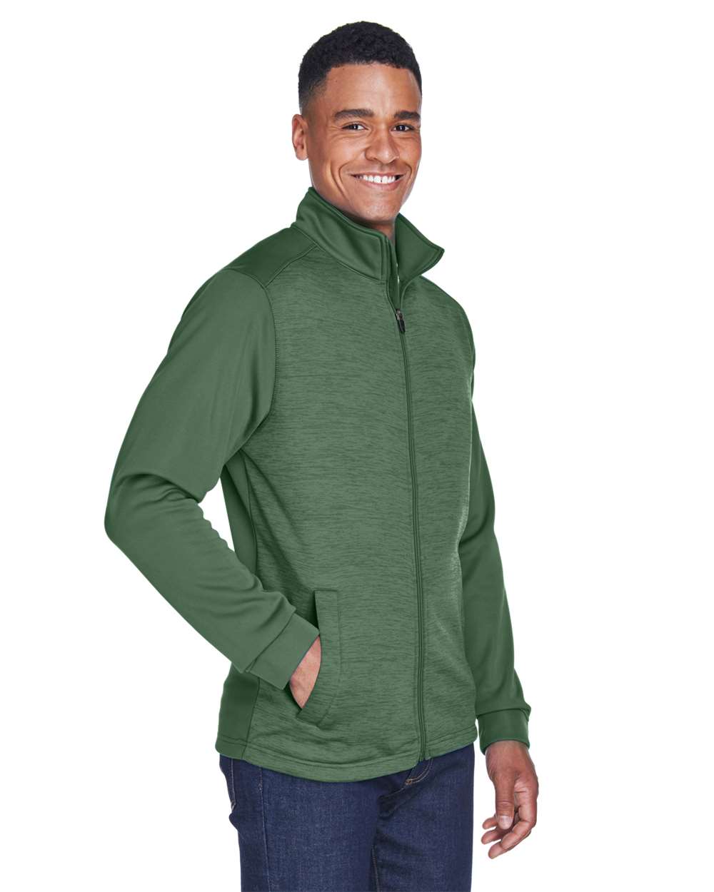 DG796 Devon & Jones Mens Newbury Colorblock Mélange Fleece Full-Zip DG796 Devon & Jones Mens Newbury Colorblock Mélange Fleece Full-Zip - Siide Image