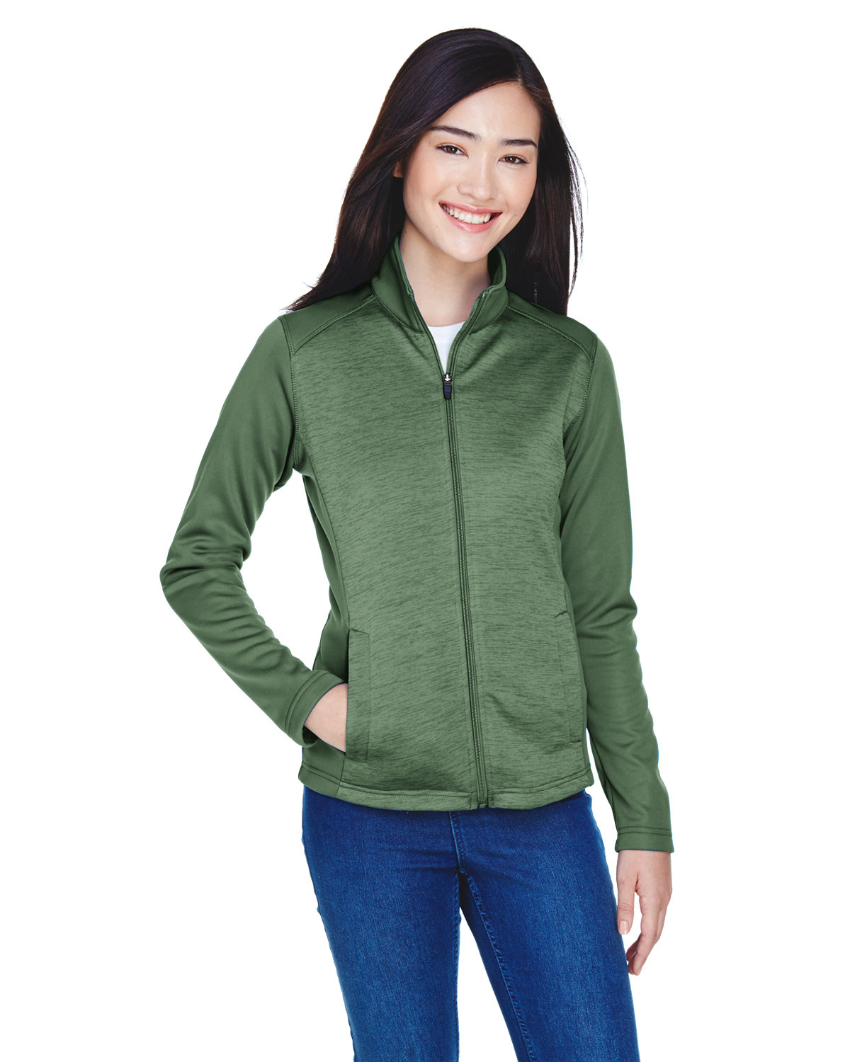 DG796W Devon & Jones Ladies Newbury Colorblock Mélange Fleece Full-Zip