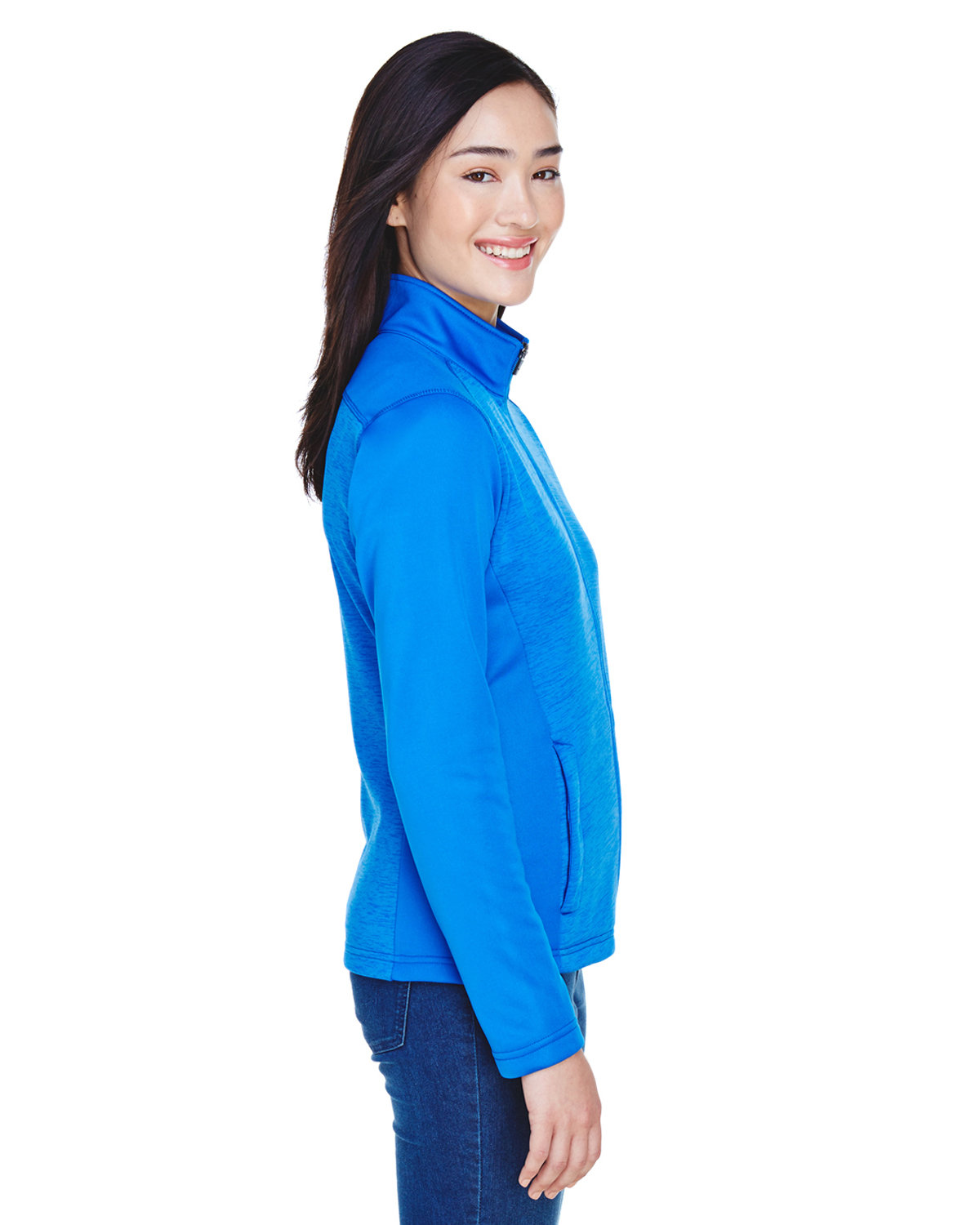 DG796W Devon & Jones Ladies Newbury Colorblock Mélange Fleece Full-Zip - Siide Image