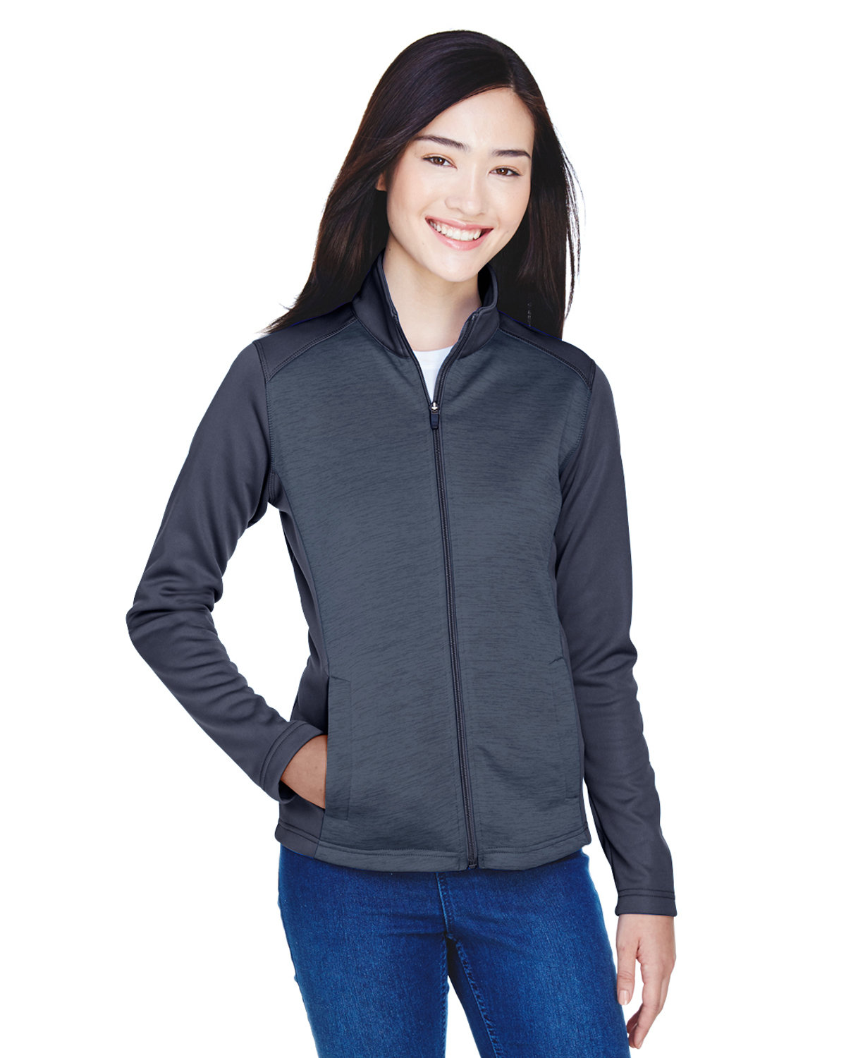 DG796W Devon & Jones Ladies Newbury Colorblock Mélange Fleece Full-Zip DG796W Devon & Jones Ladies Newbury Colorblock Mélange Fleece Full-Zip