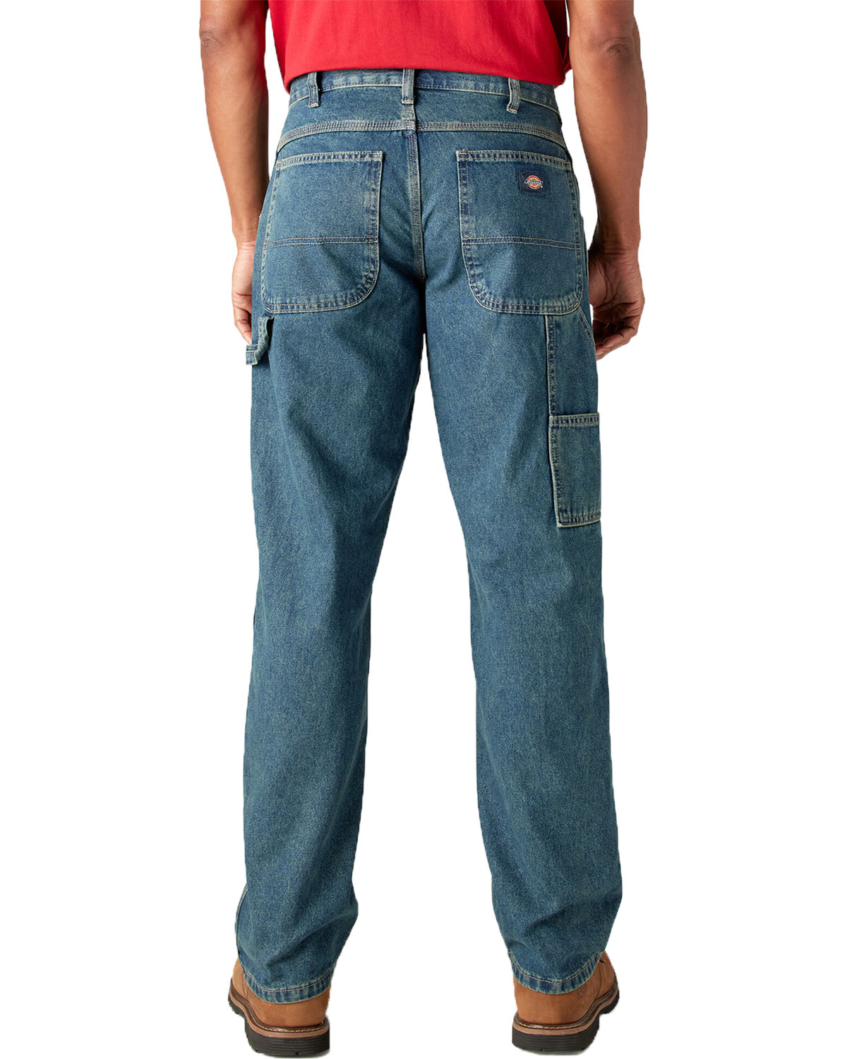 19294 Dickies Unisex Relaxed Fit Stonewashed Carpenter Denim Jean Pant - Back Image