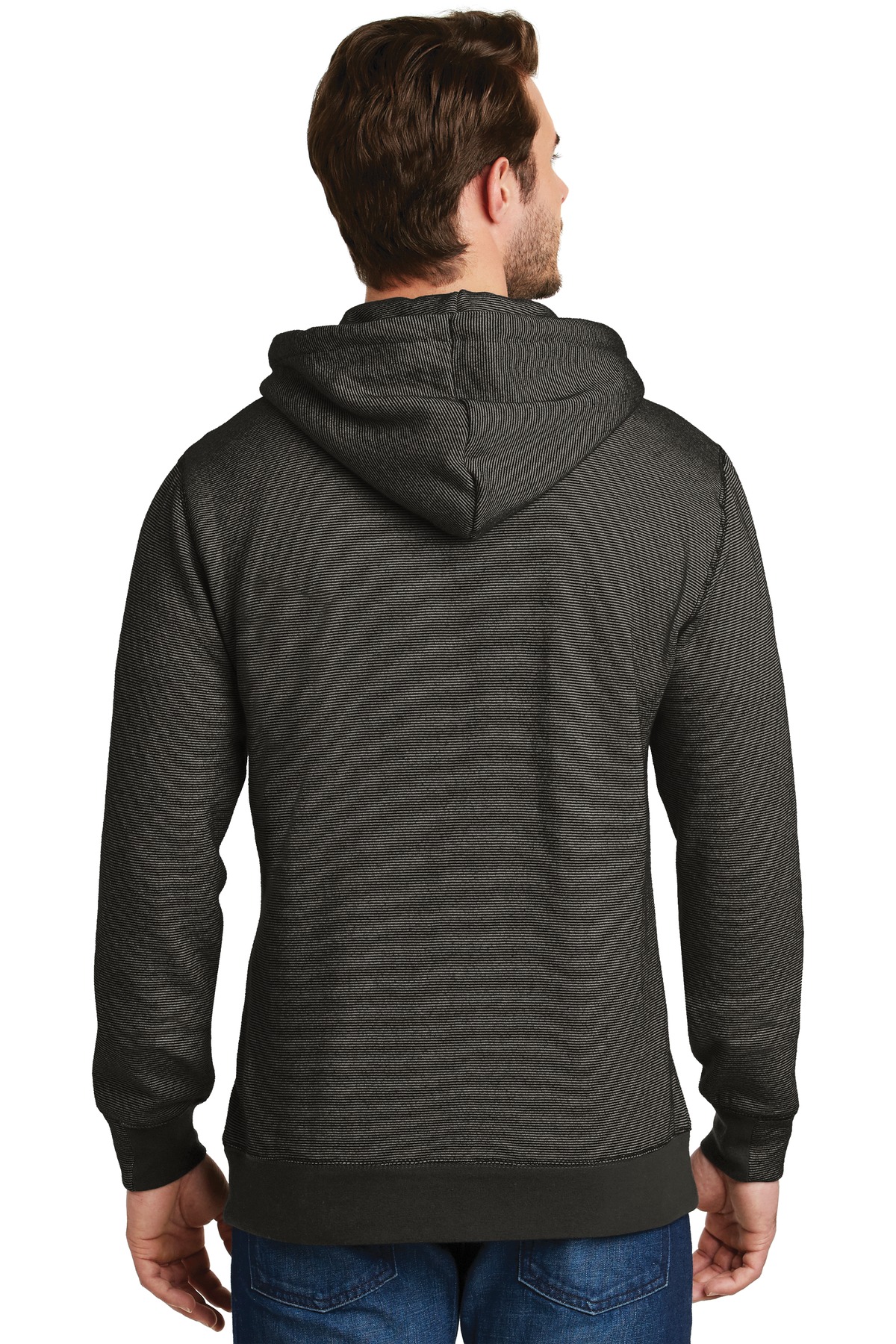 DM390 District  Made - Mens Mini Stripe Full-Zip Hoodie. - Back Image