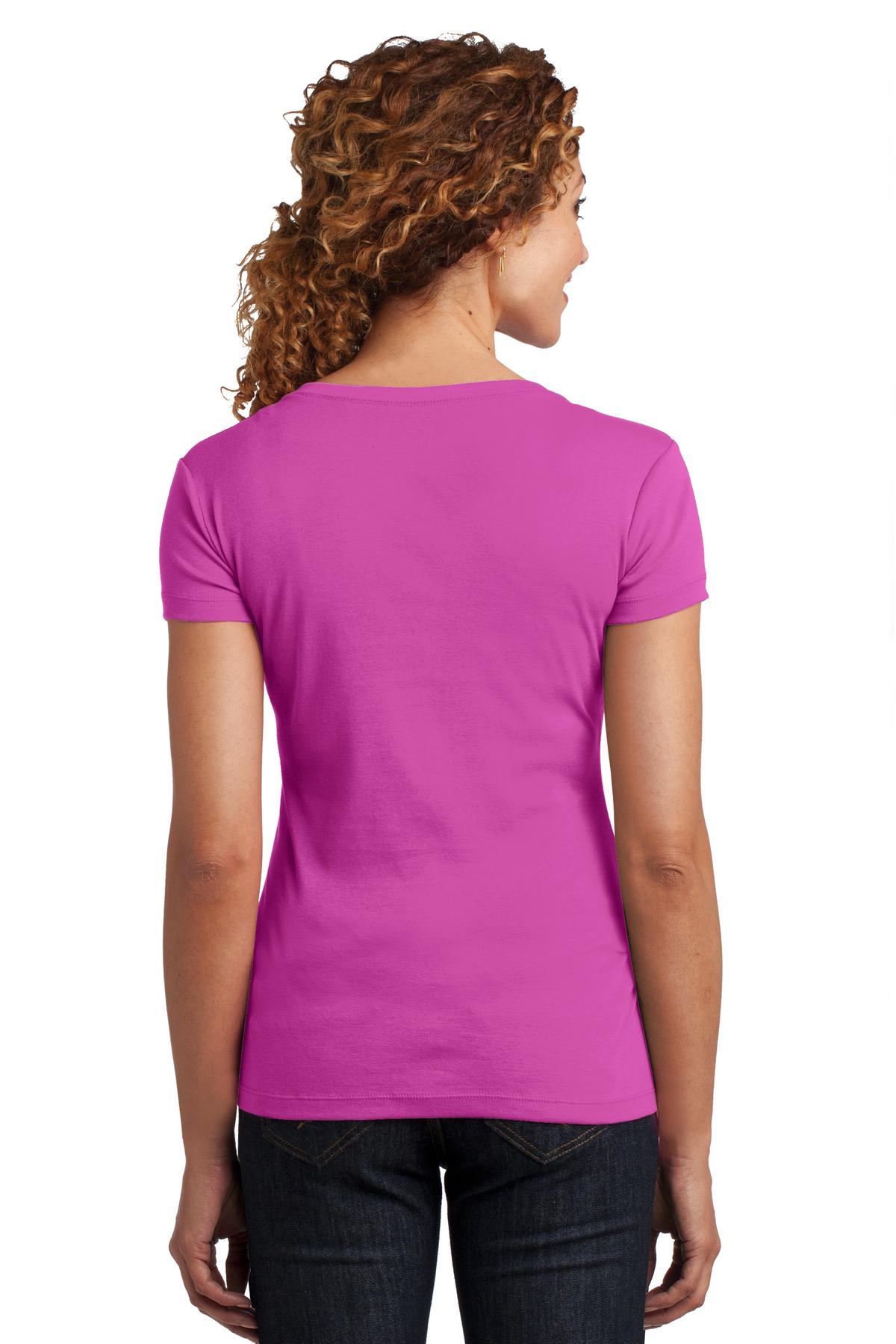 DM401 District Made Ladies Mini Rib V-Neck Tee. DM401 District Made Ladies Mini Rib V-Neck Tee. - Back Image