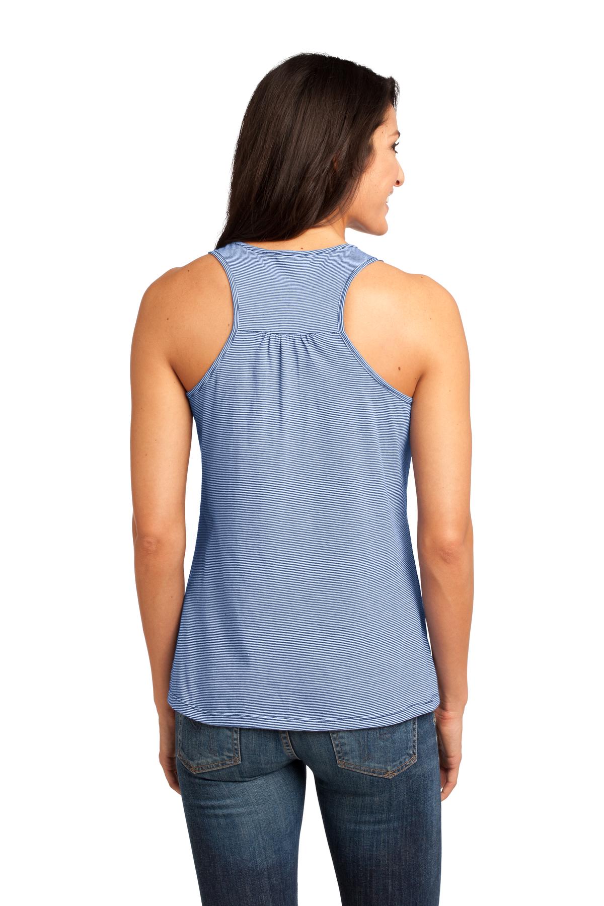 DM421 District  Made - Ladies Mini Stripe Gathered Racerback Tank. - Back Image