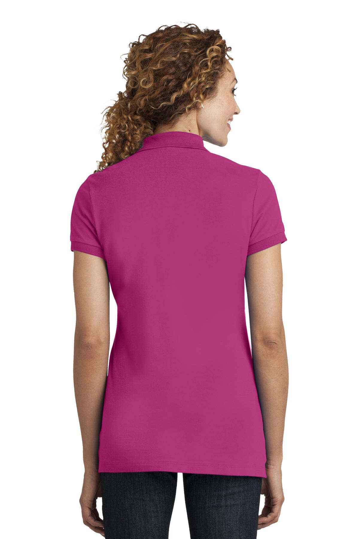 DM425 District Made Ladies Stretch Pique Polo. DM425 District Made Ladies Stretch Pique Polo. - Back Image