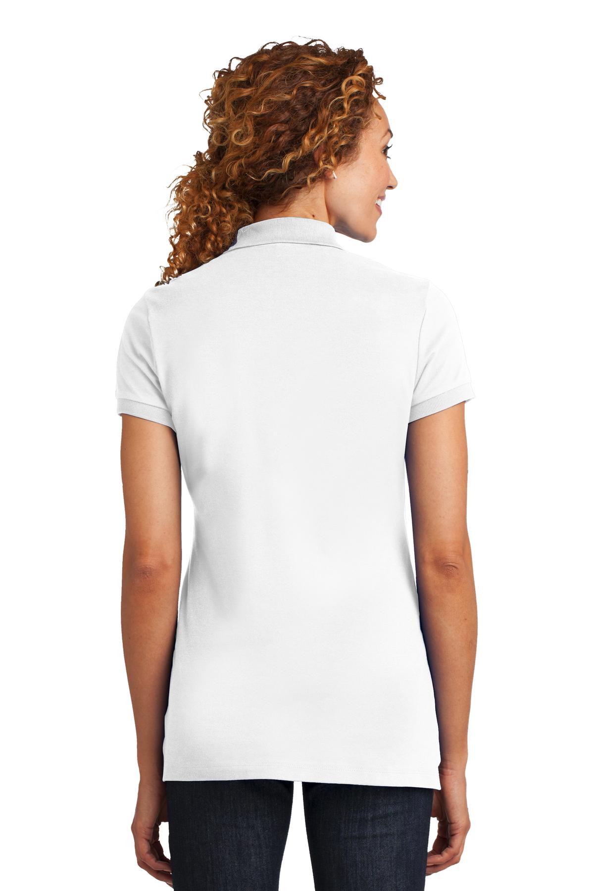 DM425 District  Made Ladies Stretch Pique Polo. - Back Image