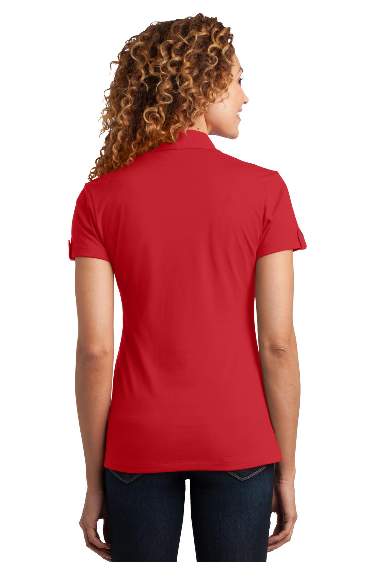 DM433 District  Made Ladies Double Pocket Polo. - Back Image
