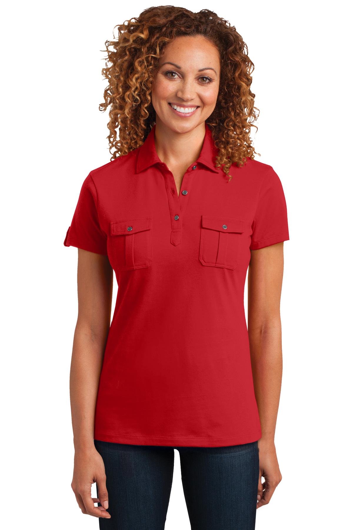 DM433 District  Made Ladies Double Pocket Polo.