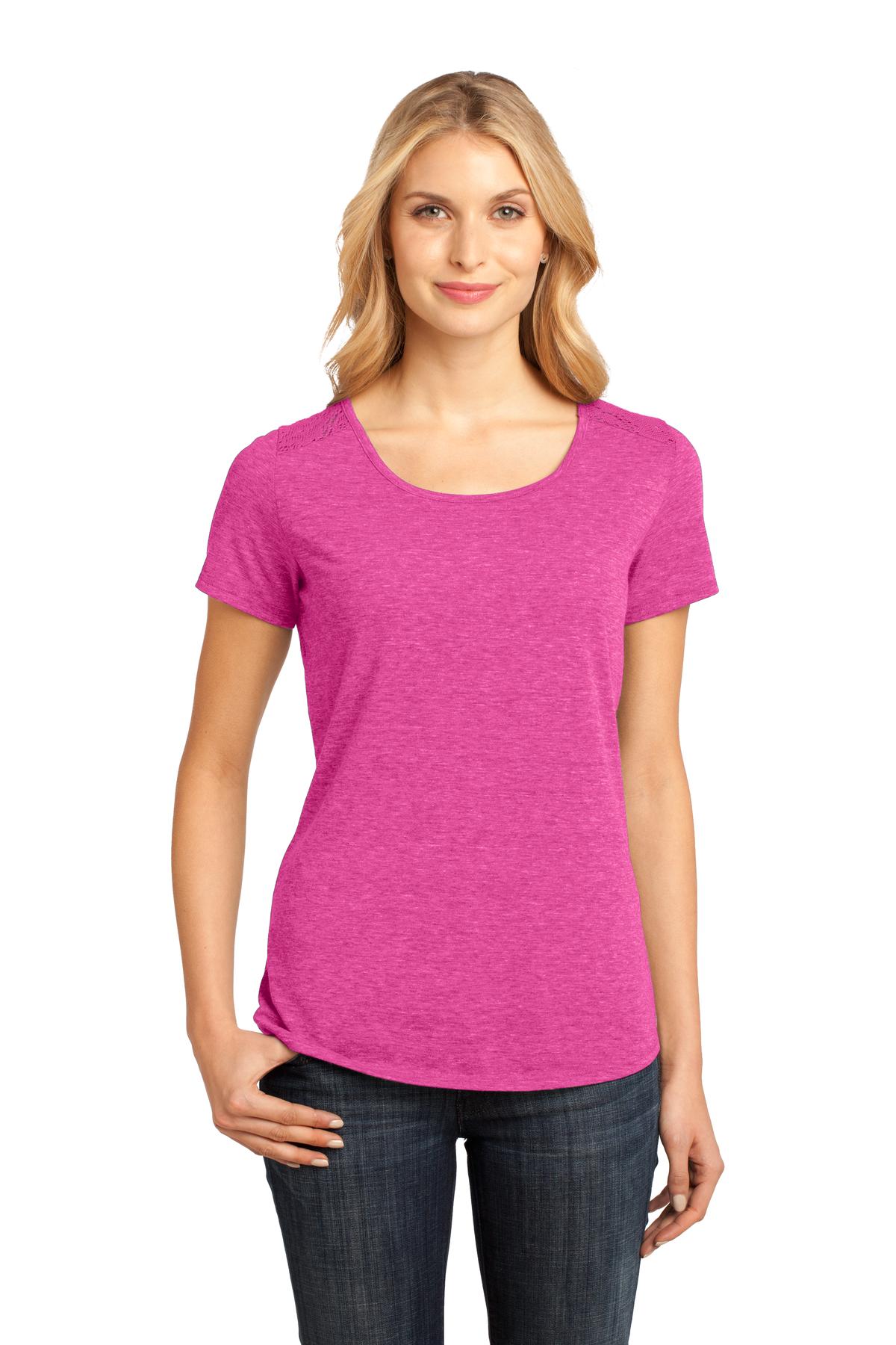 DM441 District  Made - Ladies Tri-Blend Lace Tee.