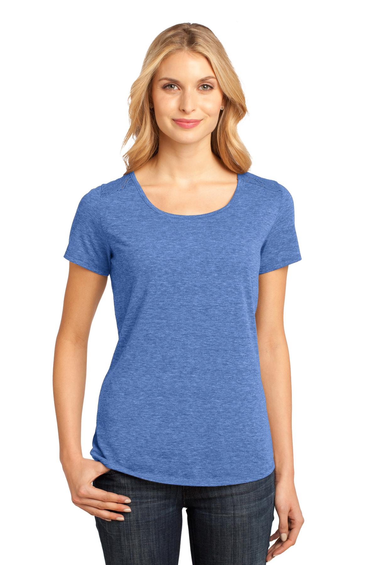 DM441 District Made - Ladies Tri-Blend Lace Tee. DM441 District Made - Ladies Tri-Blend Lace Tee.