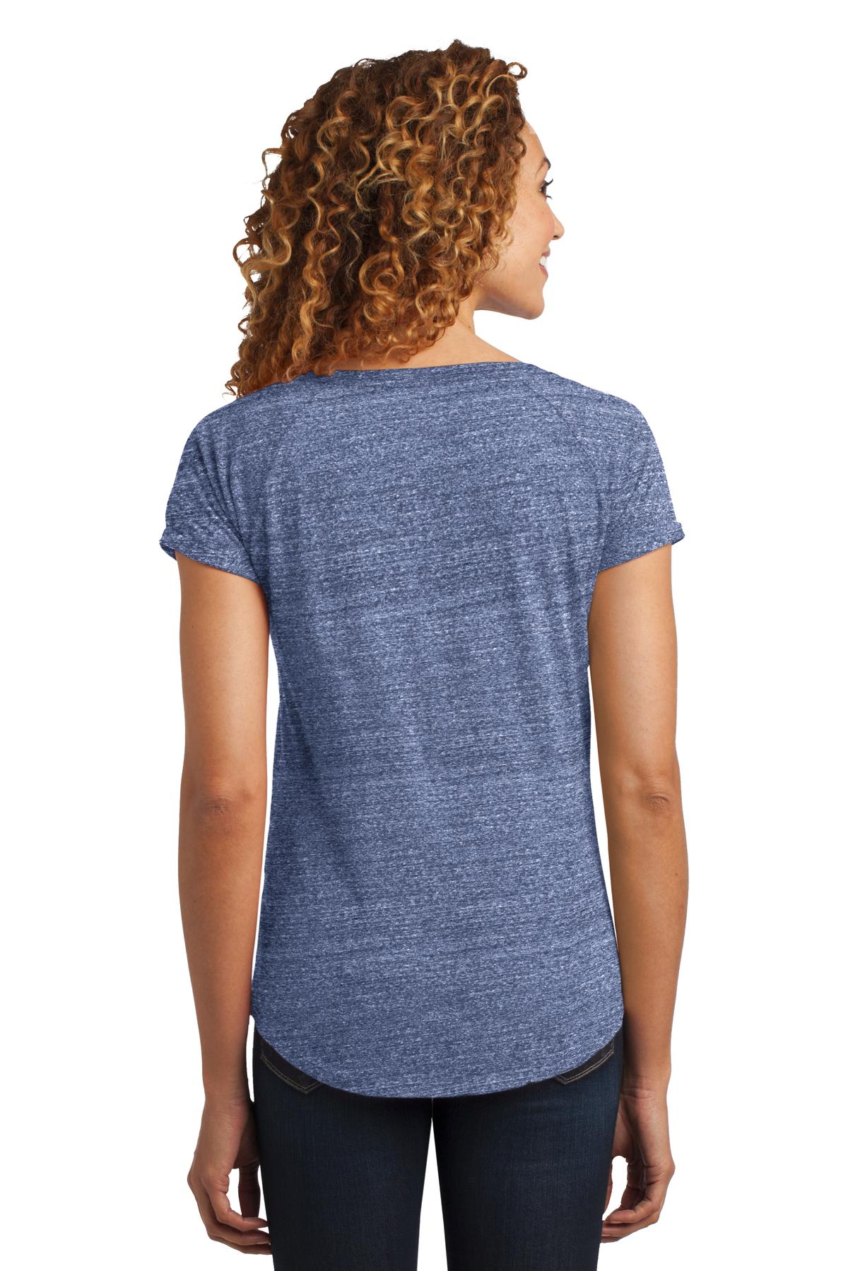 District Screen Print DM443  Made Ladies Tri-Blend Scoop Tee. - Back Image