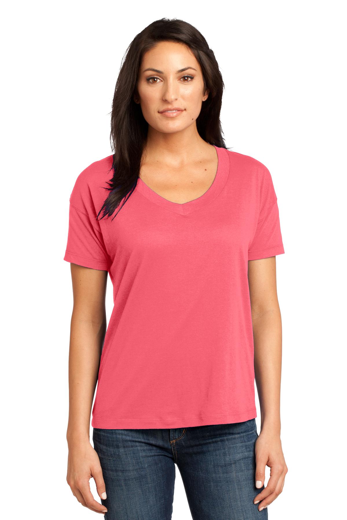 DM480 District  Made - Ladies Modal Blend Relaxed V-Neck Tee.