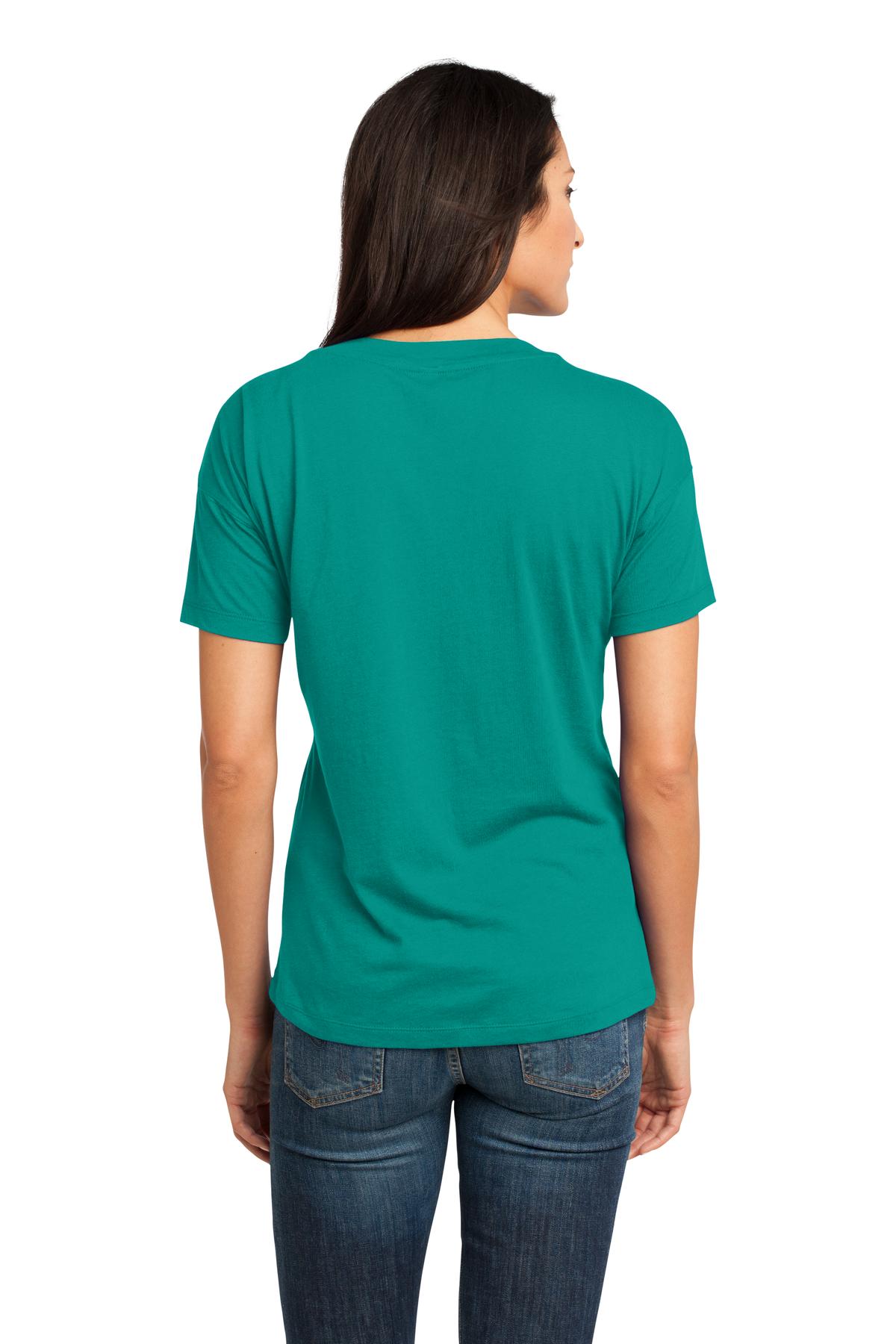 DM480 District  Made - Ladies Modal Blend Relaxed V-Neck Tee. - Back Image
