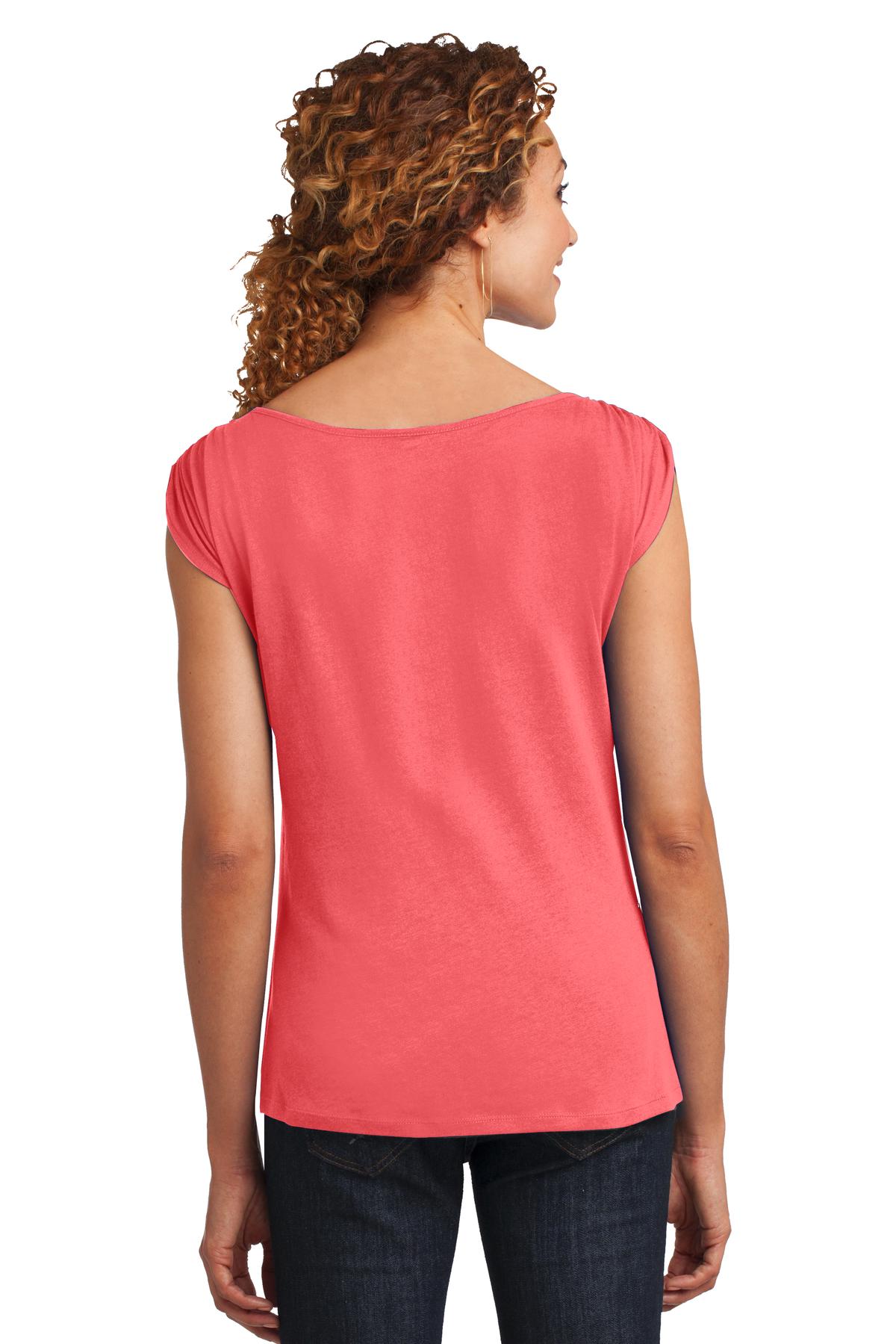 DM483 District  Made Ladies Modal Blend Gathered Shoulder Tee. - Back Image