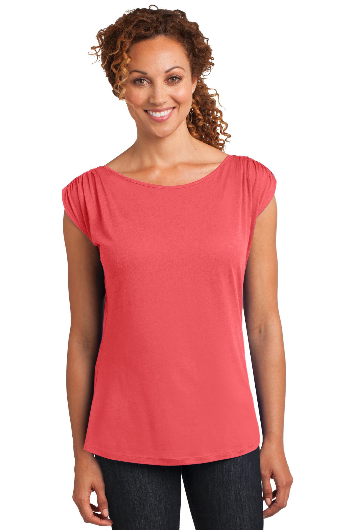 DM483 District  Made Ladies Modal Blend Gathered Shoulder Tee.