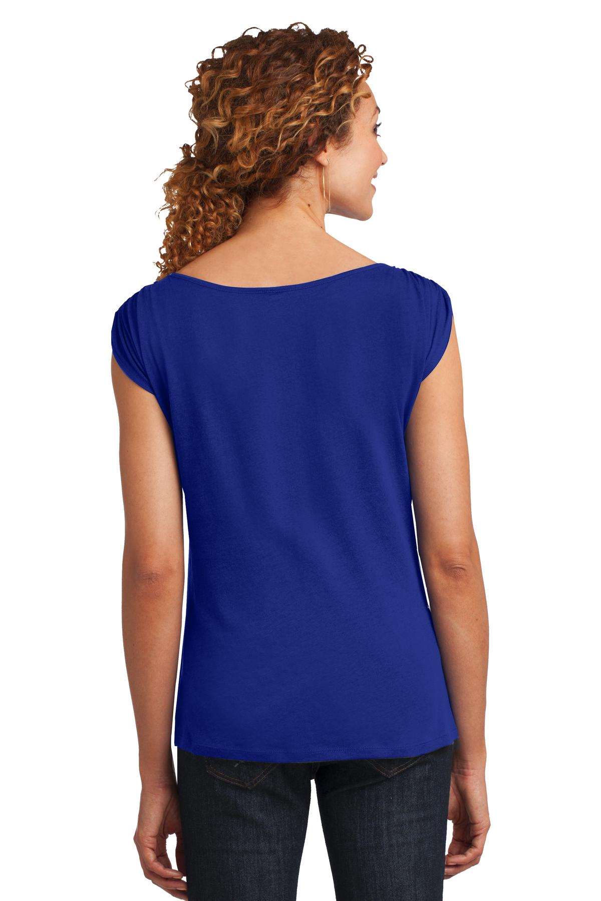 DM483 District  Made Ladies Modal Blend Gathered Shoulder Tee. - Back Image