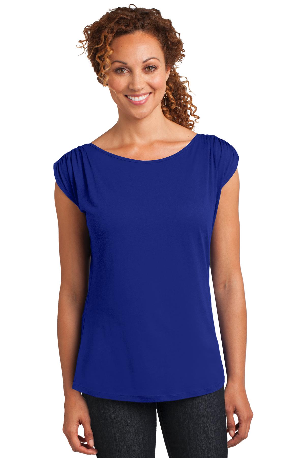 DM483 District  Made Ladies Modal Blend Gathered Shoulder Tee.