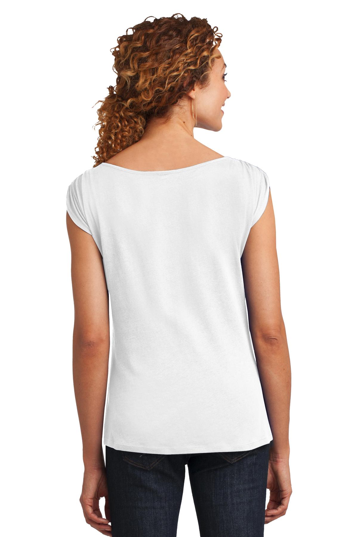 DM483 District  Made Ladies Modal Blend Gathered Shoulder Tee. - Back Image
