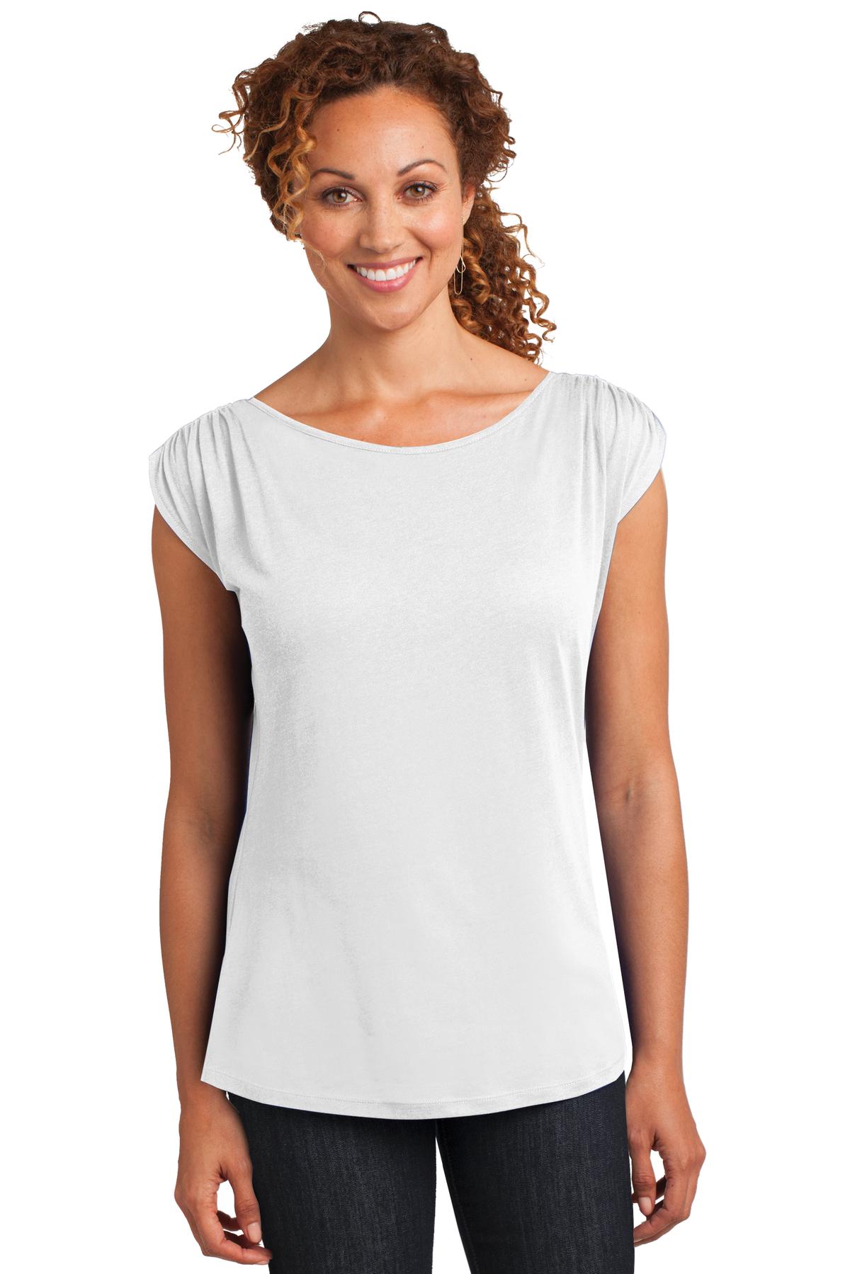 DM483 District  Made Ladies Modal Blend Gathered Shoulder Tee.