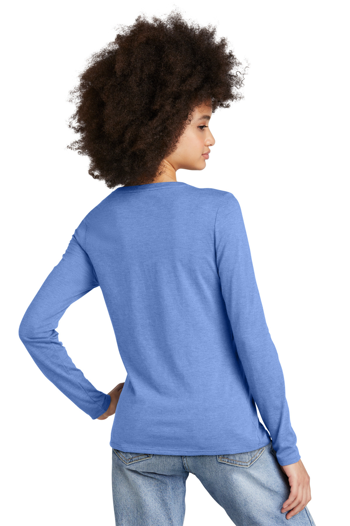 DT135 District  Womens Perfect Tri Long Sleeve V-Neck Tee - Back Image