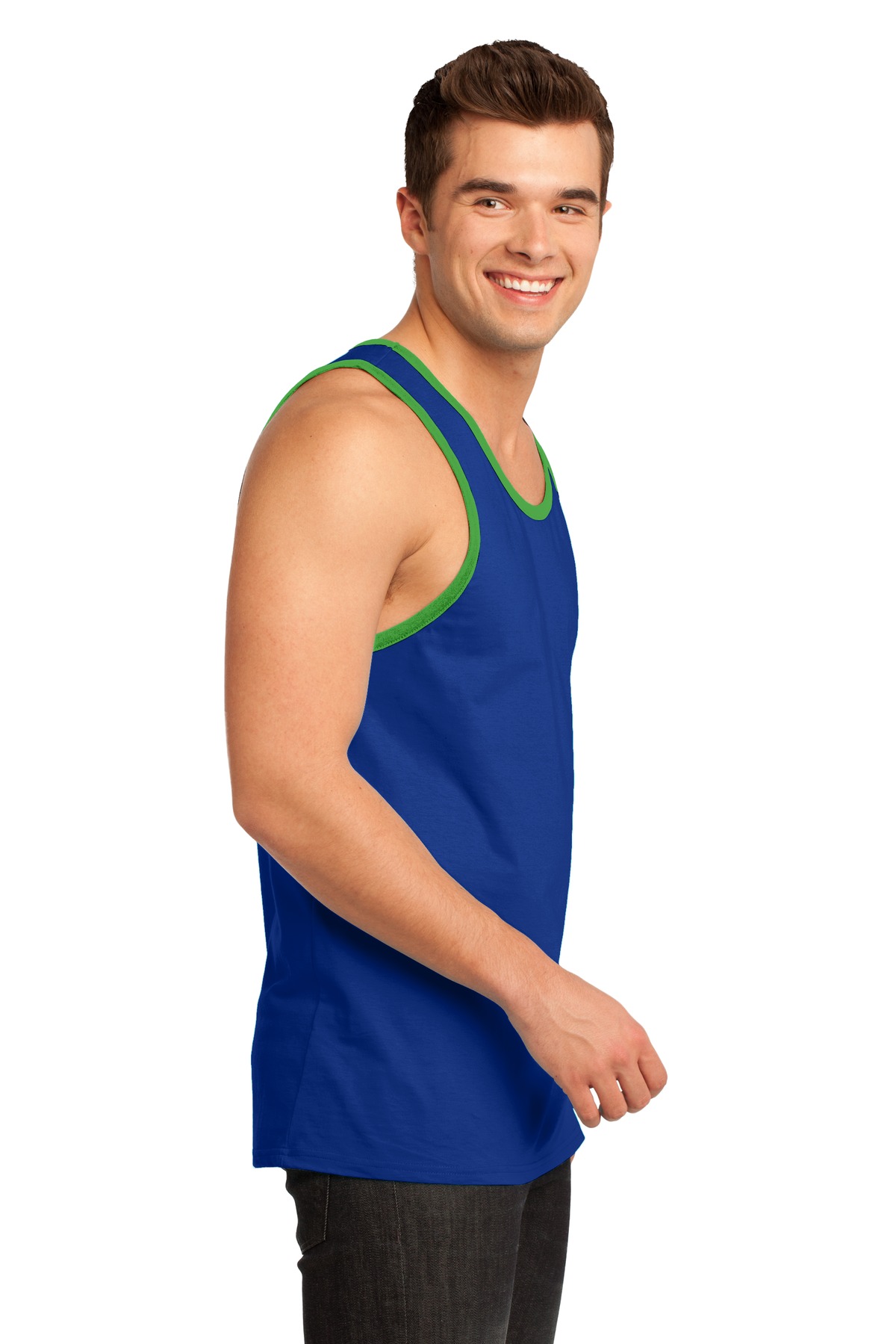 DT1500 District - Young Mens Cotton Ringer Tank - Siide Image
