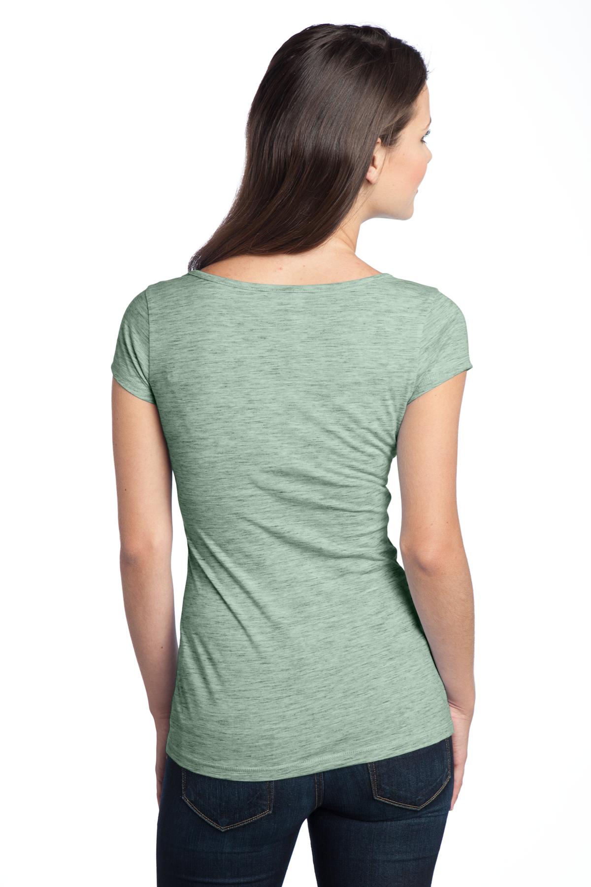 DT2001 District  - Juniors Extreme Heather V-Neck Tee - Back Image